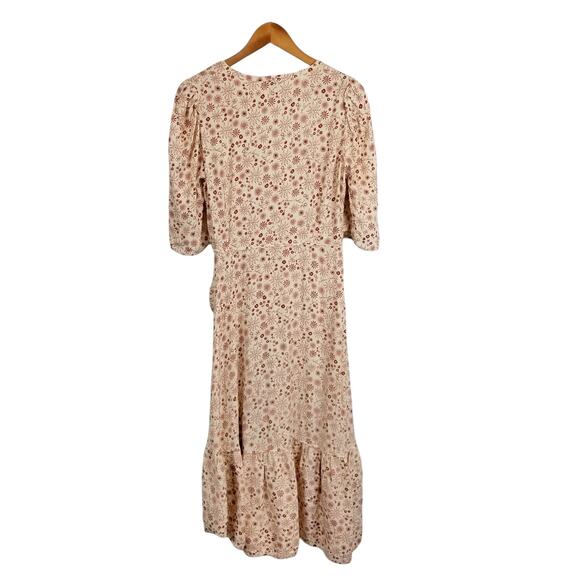 Sandro Paris Women's Trinidad Plein Soleil Faux Wrap Hi Lo Midi Dress Size 8 - Picture 4 of 14